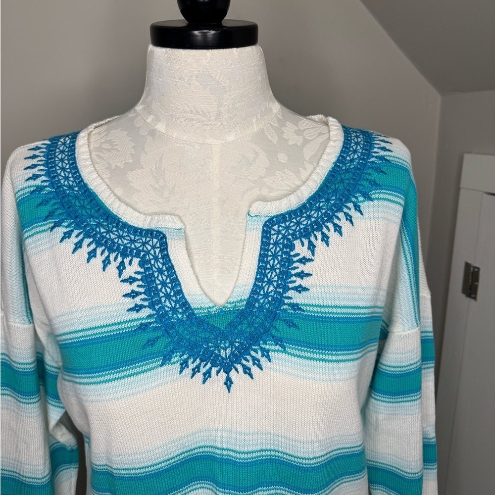 Vineyard Vines Embroidered Linen Blend Sweater - Size Large - Picture 5 of 5